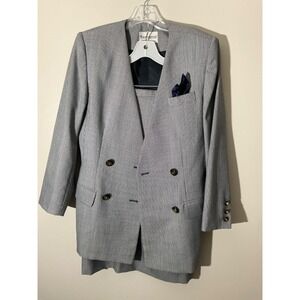 John Meyer Skirt Suit Set Blazer Skirt Gray Career Wear Size 8